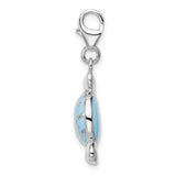 Sterling Silver Candy Pendant Charm with Blue and White Enamel, Whimsical Design