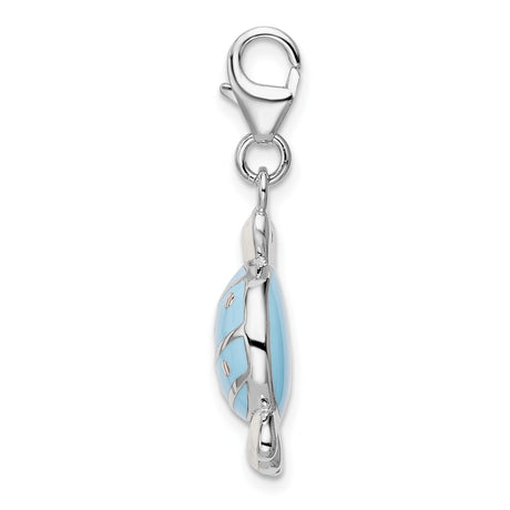 Sterling Silver Candy Pendant Charm with Blue and White Enamel, Whimsical Design