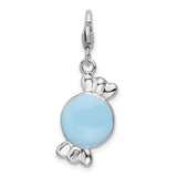 Sterling Silver Candy Pendant Charm with Blue and White Enamel, Whimsical Design