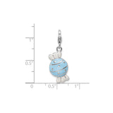 Sterling Silver Candy Pendant Charm with Blue and White Enamel, Whimsical Design