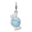 Sterling Silver Candy Pendant Charm with Blue and White Enamel, Whimsical Design