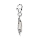 Sterling Silver Bikini Top Charm Pendant with Cubic Zirconia, Bow Detail, Beach Vacation Style