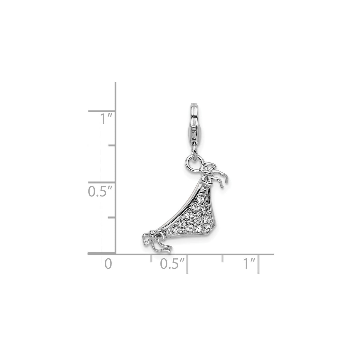 Sterling Silver Bikini Top Charm Pendant with Cubic Zirconia, Bow Detail, Beach Vacation Style