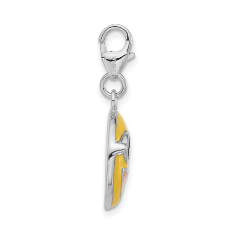 Sterling Silver Charm, Smiling Face with Sunglasses Emoji, Colorful Enamel Pendant