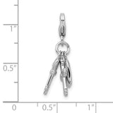 Heart Cross And Key Clip-On Charm Pendant in Real 925 Sterling Silver