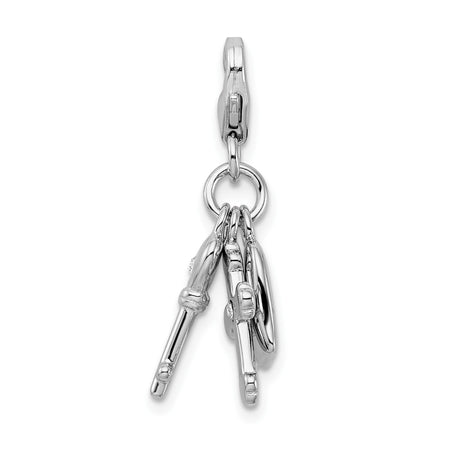 Sterling Silver Cross Key Pendant with Crystal, Minimalist Vintage Faith Jewelry