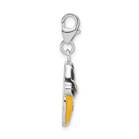 Sterling Silver Emoji Pendant with Black Top Hat, Grinning Face Charm, Playful Unisex Jewelry