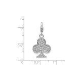 Sterling Silver Club Charm Pendant with Cubic Zirconia, Reversible Poker Jewelry