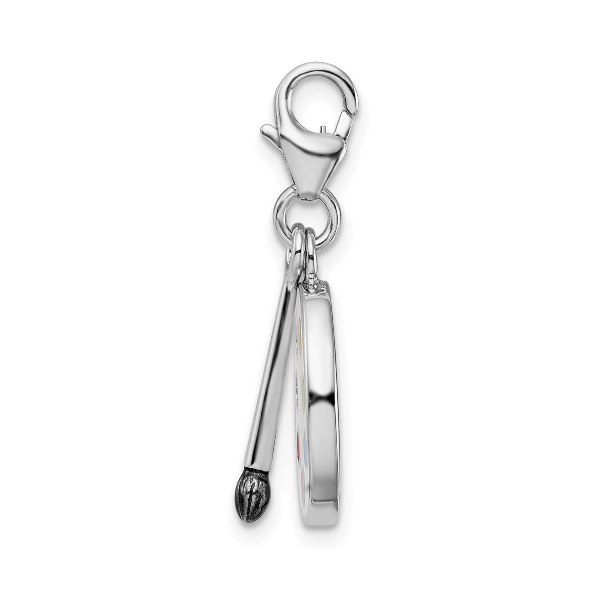 Sterling Silver Artist Palette Pendant with Paintbrush and Colorful Enamel Charm