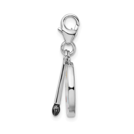 Sterling Silver Artist Palette Pendant with Paintbrush and Colorful Enamel Charm