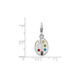 Sterling Silver Artist Palette Pendant with Paintbrush and Colorful Enamel Charm