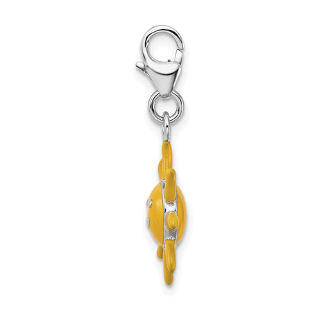 Sterling Silver Sun Pendant with Yellow Enamel Smiling Face, Joyful Radiant Design Charm