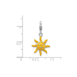 Sterling Silver Sun Pendant with Yellow Enamel Smiling Face, Joyful Radiant Design Charm