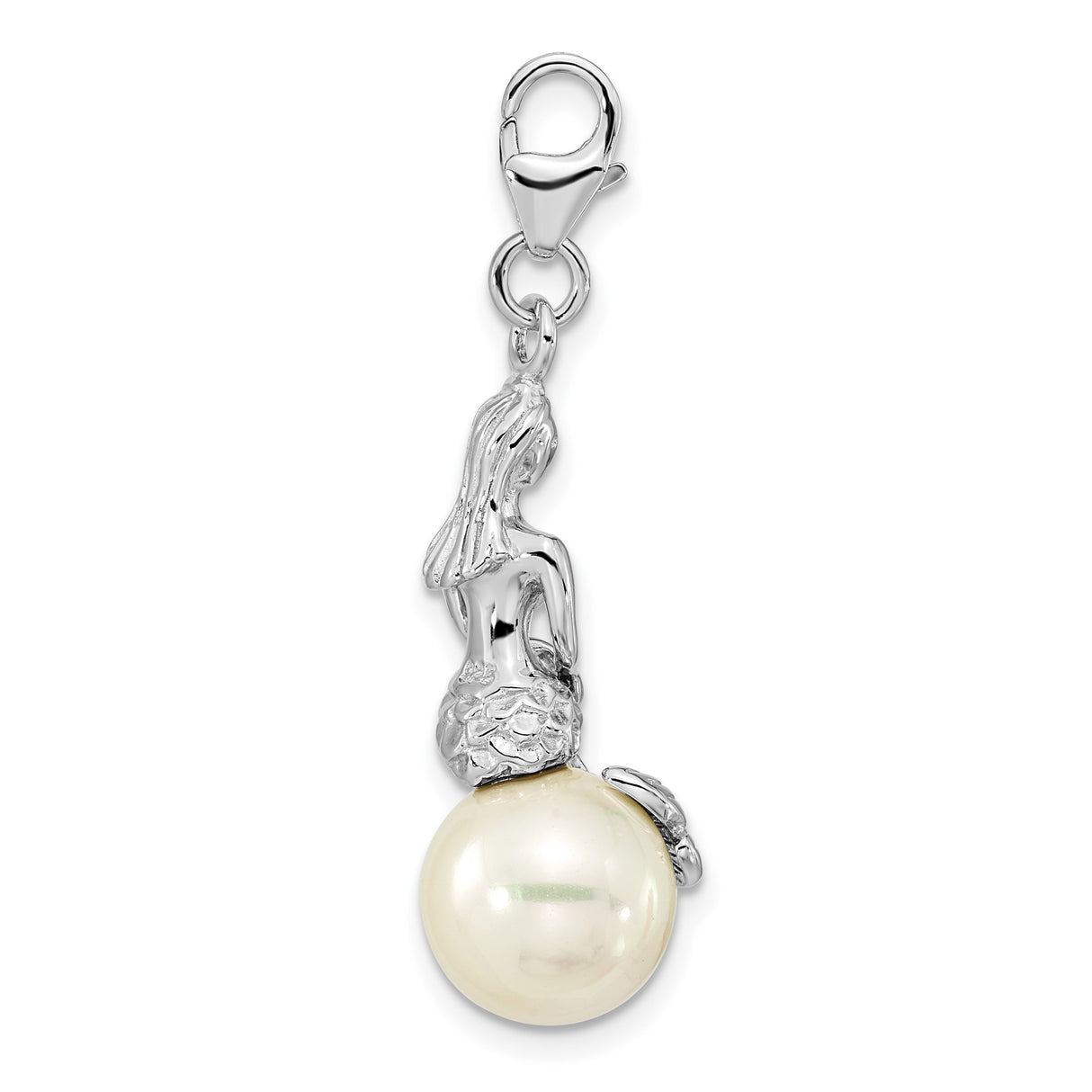 Sterling Silver Pendant Charm with Mother Of Pearl, Mermaid Ocean Theme Jewelry