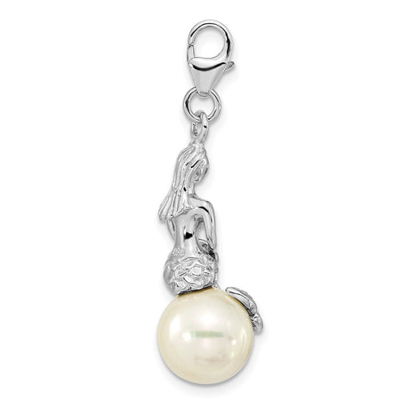 Sterling Silver Pendant Charm with Mother Of Pearl, Mermaid Ocean Theme Jewelry