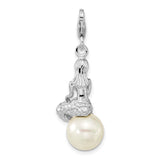 Sterling Silver Pendant Charm with Mother Of Pearl, Mermaid Ocean Theme Jewelry