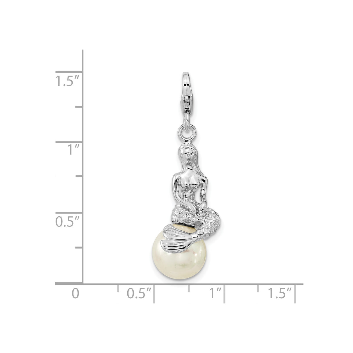 Sterling Silver Pendant Charm with Mother Of Pearl, Mermaid Ocean Theme Jewelry