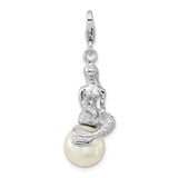 Sterling Silver Pendant Charm with Mother Of Pearl, Mermaid Ocean Theme Jewelry