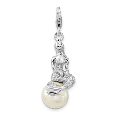 Sterling Silver Pendant Charm with Mother Of Pearl, Mermaid Ocean Theme Jewelry