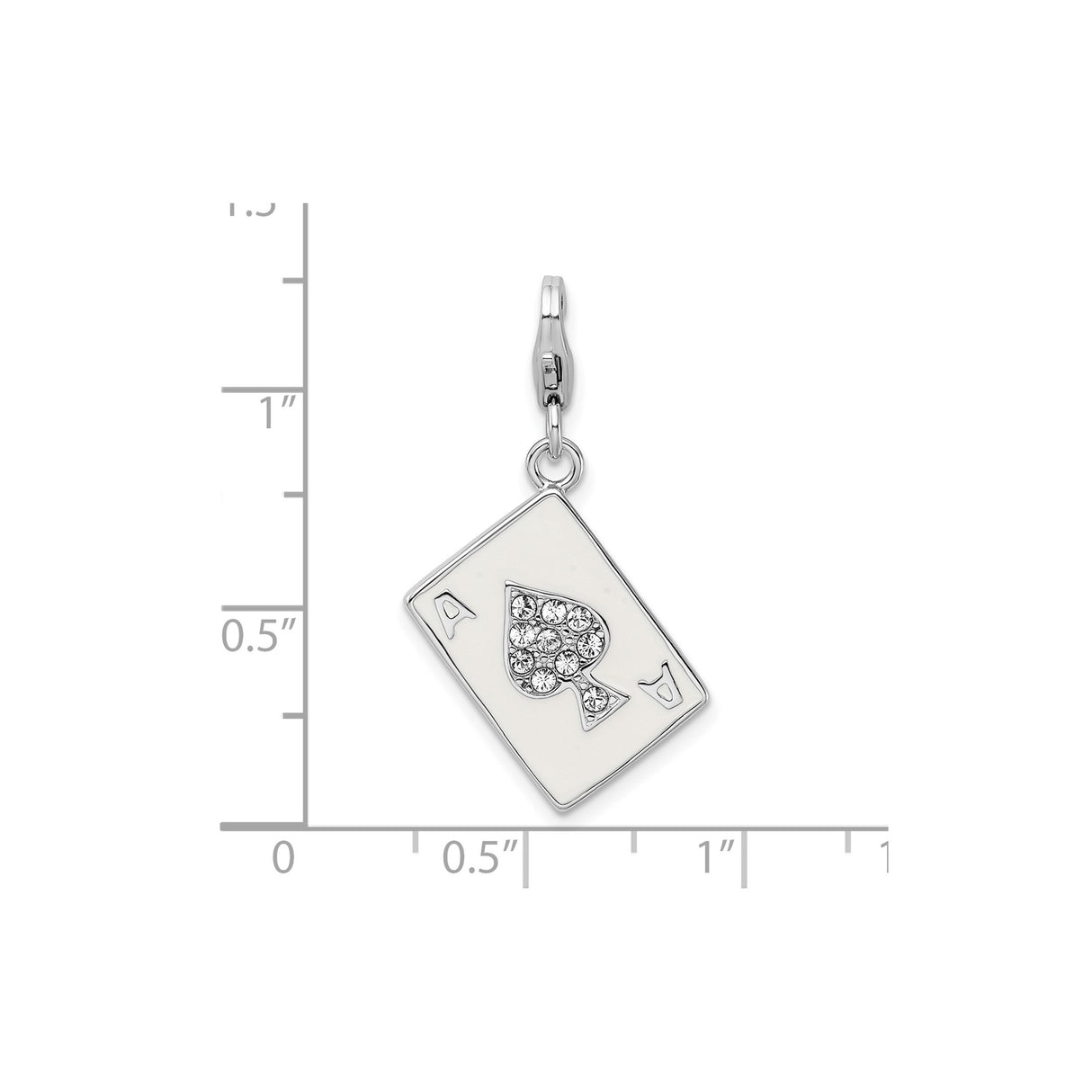 Sterling Silver Ace of Spades Pendant with Clear Crystal Accents, Playing Card Charm