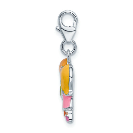 Sterling Silver Charm Pendant, Enamel Kissing Boy and Girl, Romantic Couple Symbol Jewelry