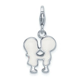 Sterling Silver Charm Pendant, Enamel Kissing Boy and Girl, Romantic Couple Symbol Jewelry
