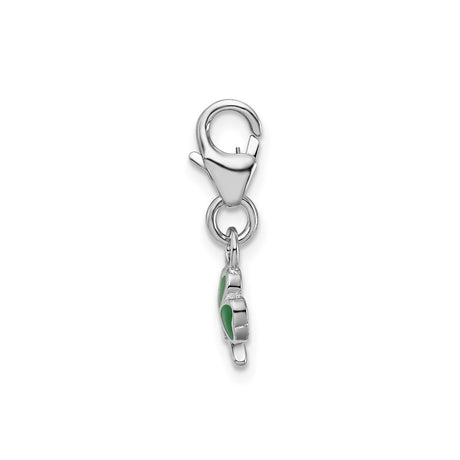 Sterling Silver Shamrock Pendant with Green Enamel, Three-Leaf Clover Celtic Charm
