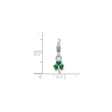 Sterling Silver Shamrock Pendant with Green Enamel, Three-Leaf Clover Celtic Charm