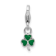 Sterling Silver Shamrock Pendant with Green Enamel, Three-Leaf Clover Celtic Charm