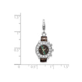 Sterling Silver Pendant Watch Charm with Crystal Bezel and Forever Love Dial