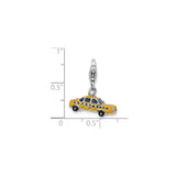 Sterling Silver Taxi Charm with Yellow Enamel, NYC Cab Pendant with Lobster Clasp