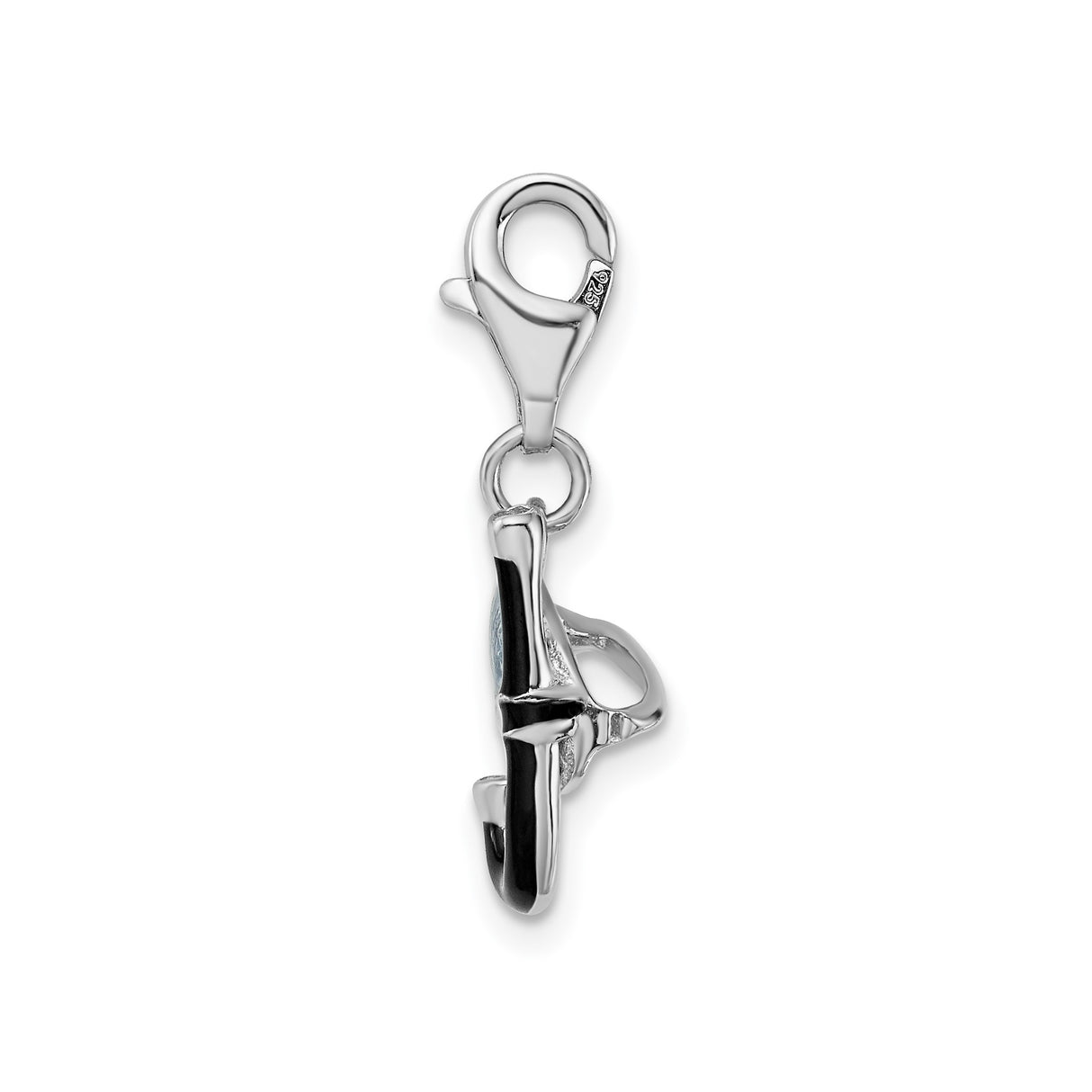 Sterling Silver Snorkel Mask Pendant with Blue Enamel, Nautical Diving Charm