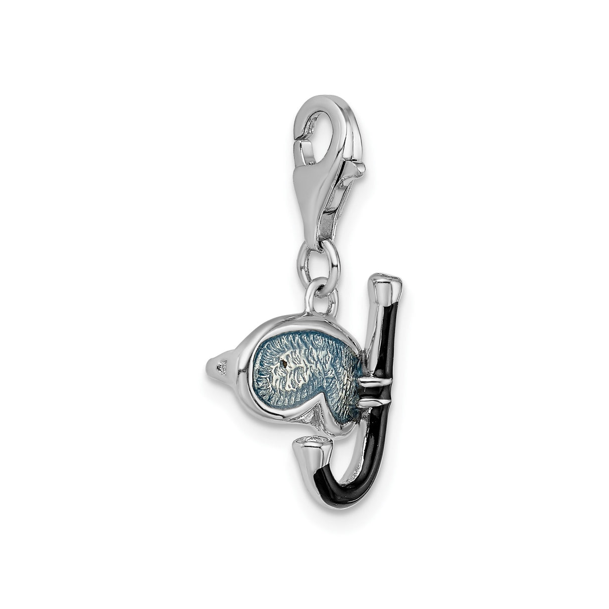 Sterling Silver Snorkel Mask Pendant with Blue Enamel, Nautical Diving Charm