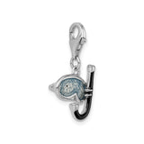 Sterling Silver Snorkel Mask Pendant with Blue Enamel, Nautical Diving Charm