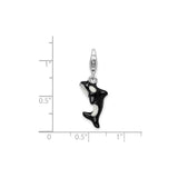 Sterling Silver Orca Whale Pendant with Black and White Enamel, Nautical Animal Charm