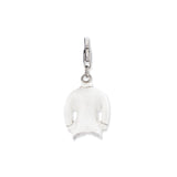 Sterling Silver Suit Shaped Charm with Blue Striped Tie and White Jacket Pendant