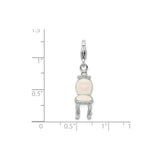 Sterling Silver Chair Charm with Pink Enamel Heart, Whimsical Romantic Jewelry for Women
