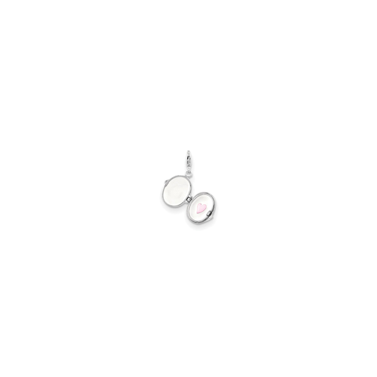 Sterling Silver Oval Locket Charm with Love Text and Heart Symbols for Women