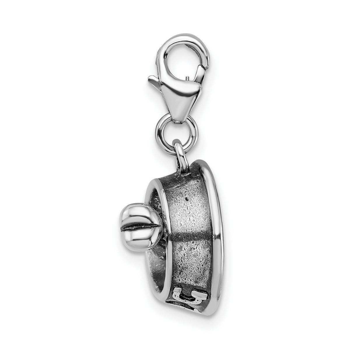 Sterling Silver Dog Bowl Charm Pendant with Bone and Paw Print Accents