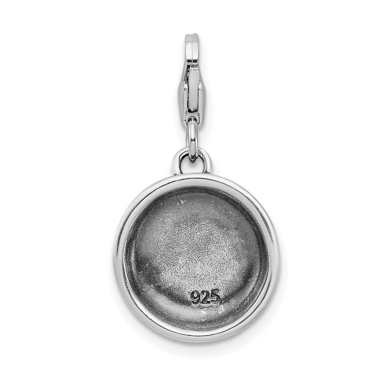 Sterling Silver Dog Bowl Charm Pendant with Bone and Paw Print Accents