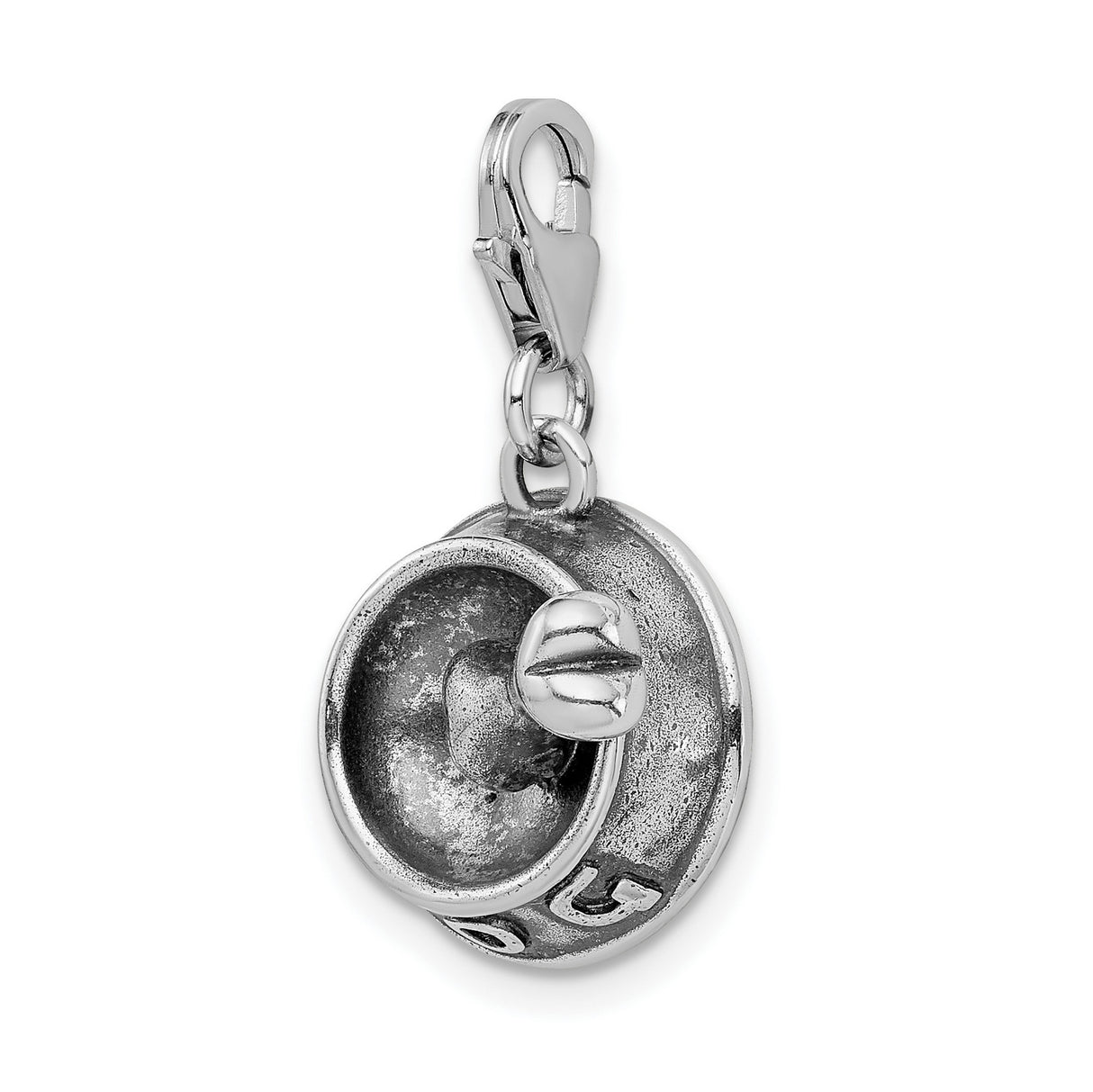 Sterling Silver Dog Bowl Charm Pendant with Bone and Paw Print Accents