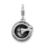 Sterling Silver Dog Bowl Charm Pendant with Bone and Paw Print Accents