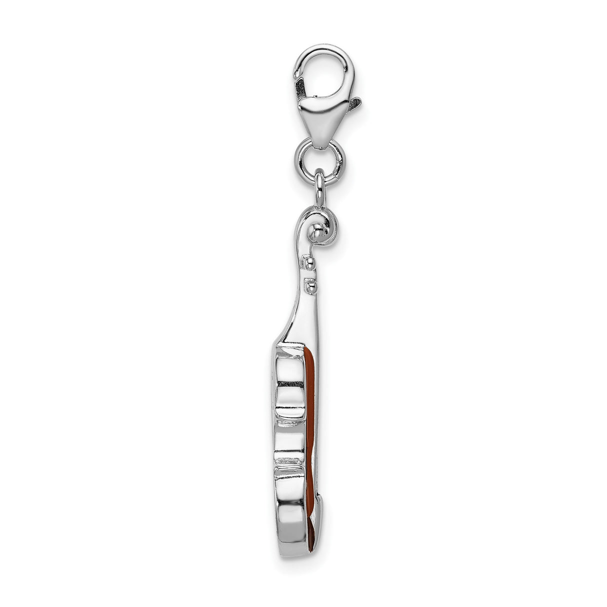 Sterling Silver Violin Charm Pendant with Brown Enamel, Musical Instrument Theme