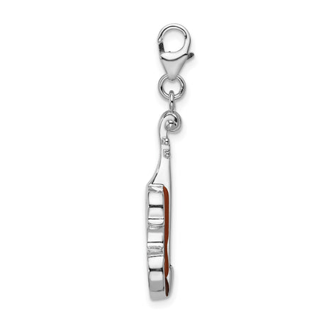 Sterling Silver Violin Charm Pendant with Brown Enamel, Musical Instrument Theme