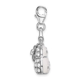Sterling Silver Handbag Charm with Cubic Zirconia Accents and Bow Detail