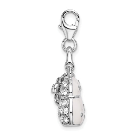 Sterling Silver Handbag Charm with Cubic Zirconia Accents and Bow Detail