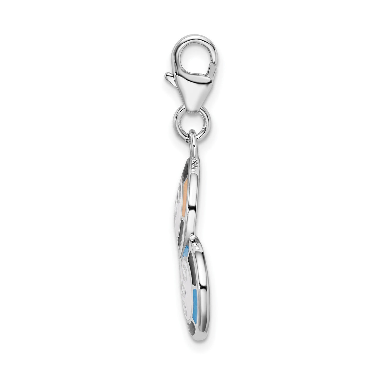 Casino Chips Clip-On Charm Pendant in Real 925 Sterling Silver