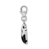 Sterling Silver Panda Bear Charm with Black and White Enamel, Animal Motif, Lobster Clasp
