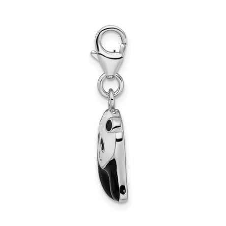 Sterling Silver Panda Bear Charm with Black and White Enamel, Animal Motif, Lobster Clasp
