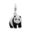 Sterling Silver Panda Bear Charm with Black and White Enamel, Animal Motif, Lobster Clasp